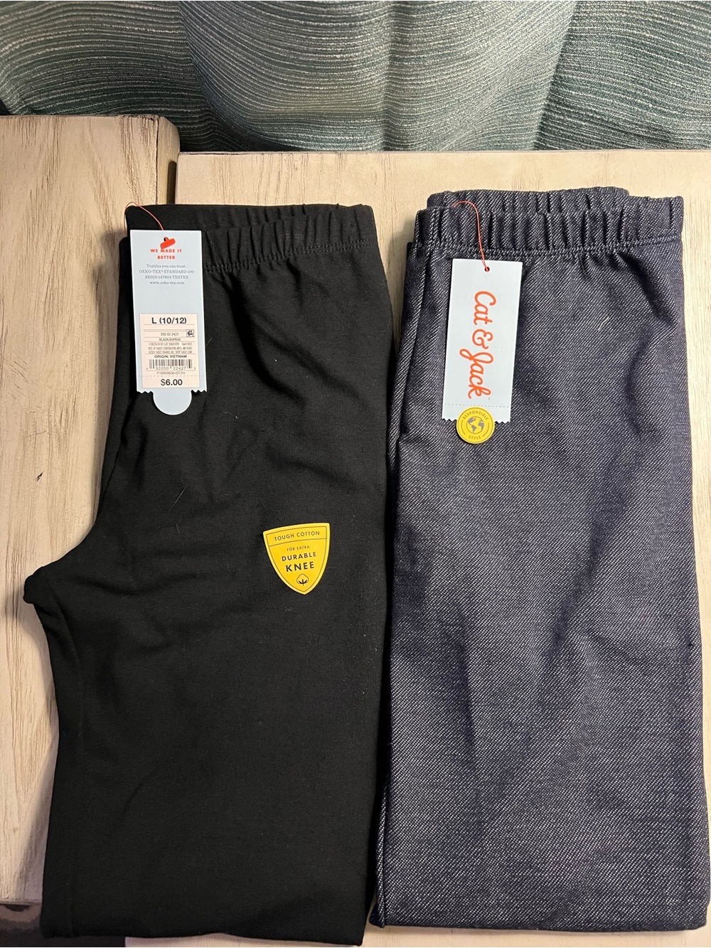 NWT Cat & Jack Girls Leggings Bundle 2 Pack Black & Heather L 10/12